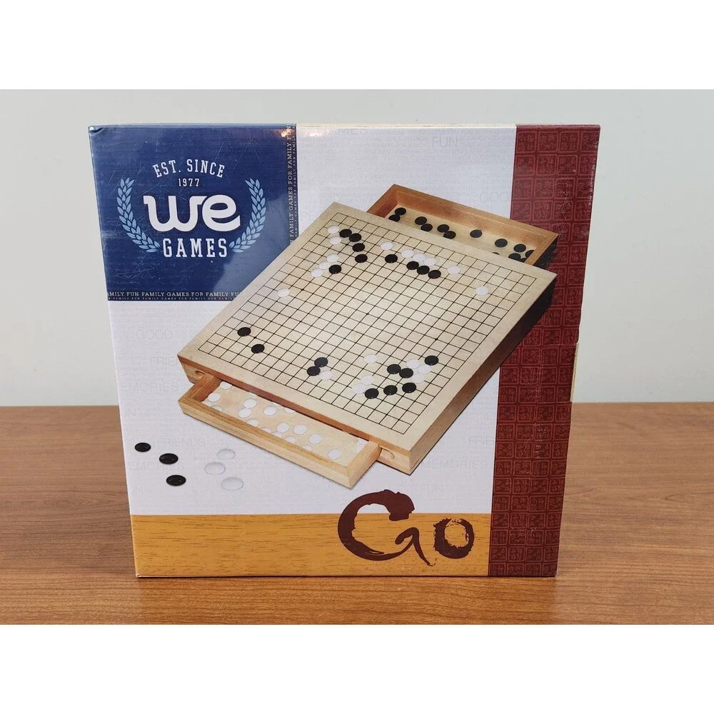 We Games Wood Go Set With Pull Out Drawers 12 Inch Gameboard Sealed New